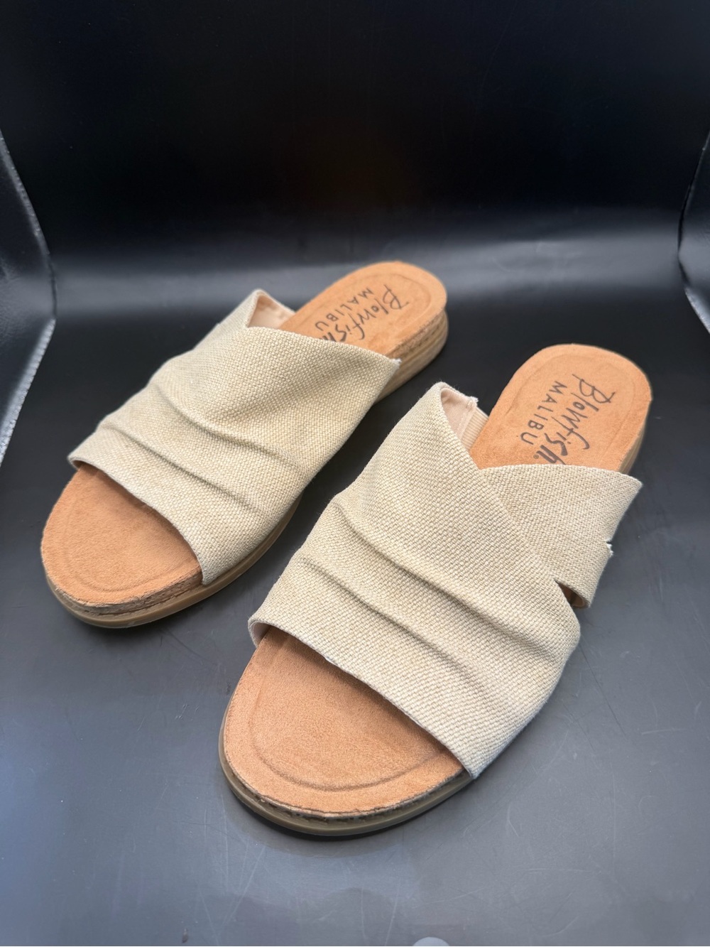 Blowfish Malibu Noelle Canvas Slide Sandals Beige Women’s Size 8